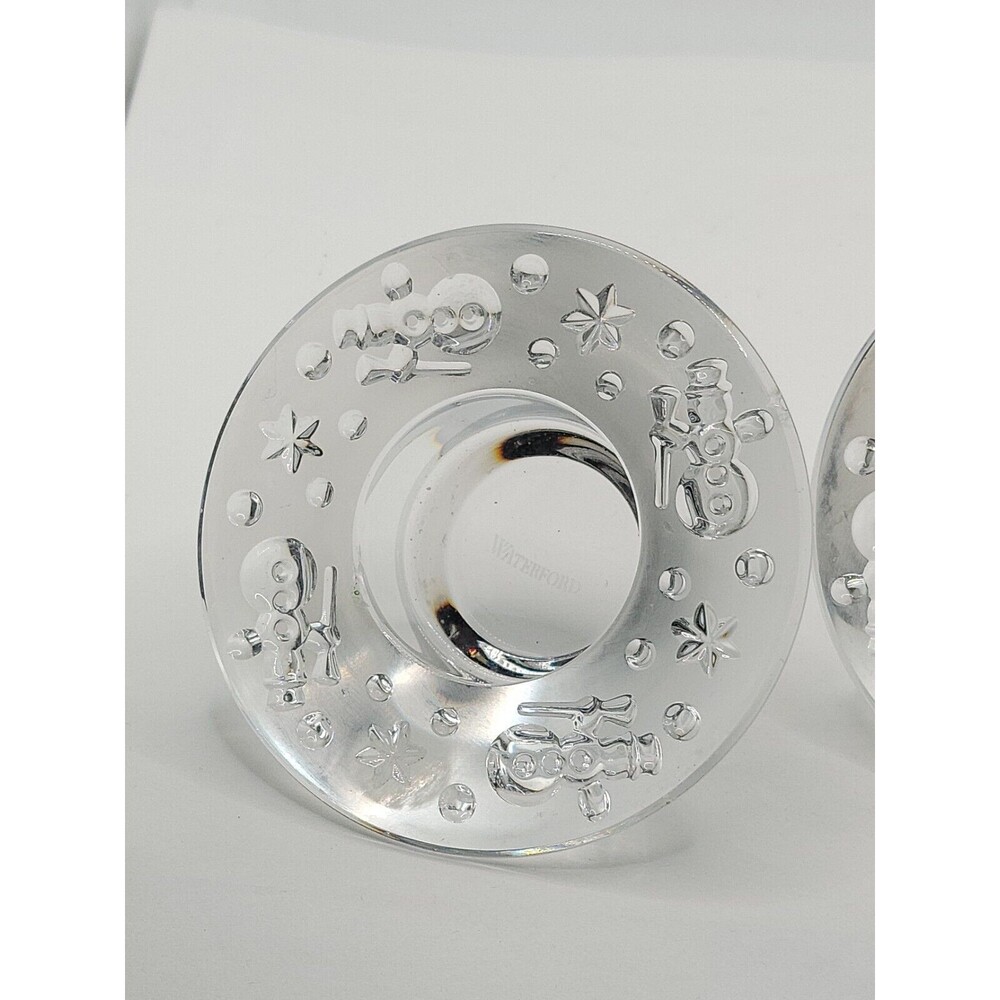 NEW Waterford Crystal Christmas Votive 4" Candle Tea Light Holder. pr.